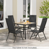 Patio Folding Dining Chairs Set of 2 with 7-Level Adjustable High Backrest-Black