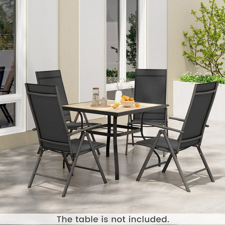 Patio Folding Dining Chairs Set of 2 with 7-Level Adjustable High Backrest-Black