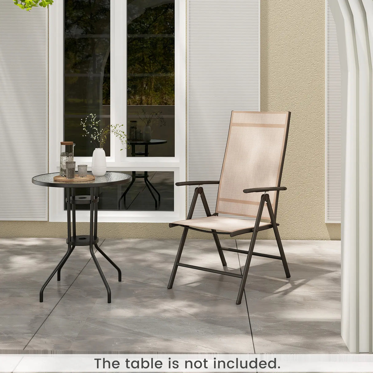 Patio Folding Dining Chairs Set of 2 with 7-Level Adjustable High Backrest-Coffee