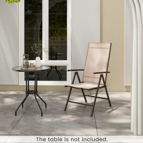 Patio Folding Dining Chairs Set of 2 with 7-Level Adjustable High Backrest-Coffee