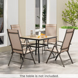 Patio Folding Dining Chairs Set of 2 with 7-Level Adjustable High Backrest-Coffee