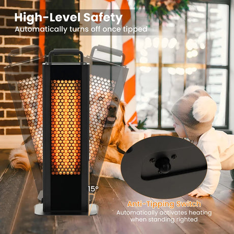 1200W Outdoor Portable Electric Heater with Double-Sided Heating-Black