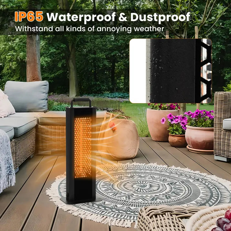 1200W Outdoor Portable Electric Heater with Double-Sided Heating-Black