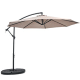 10FT Offset Umbrella with 8 Ribs Cantilever and Cross Base Tilt Adjustment-Brown