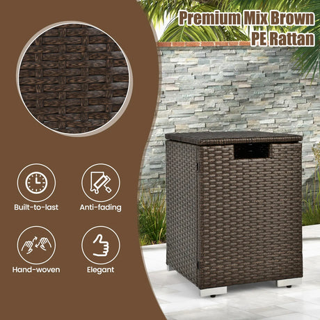 2-in-1 Rattan Hideaway Propane Gas Tank Table