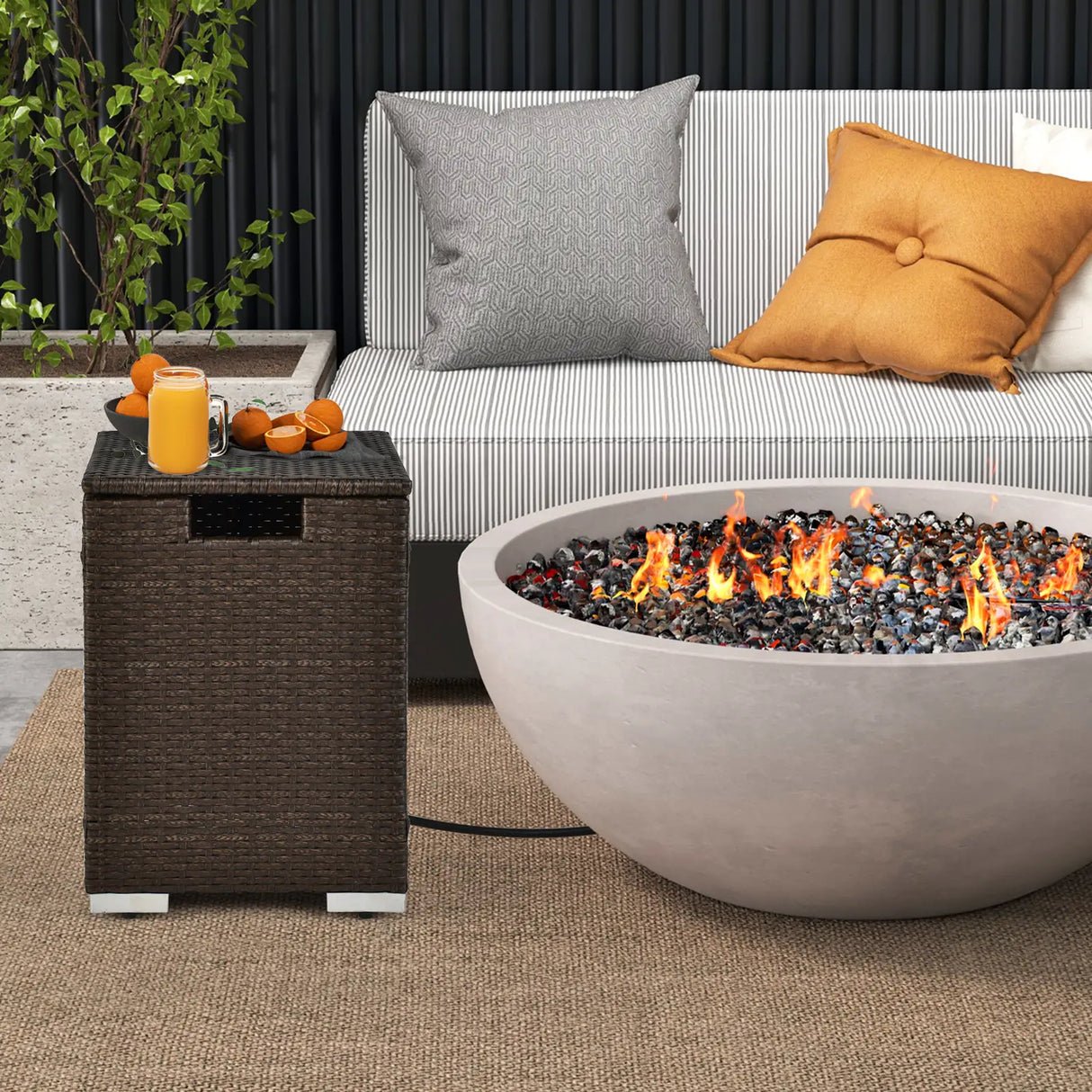 2-in-1 Rattan Hideaway Propane Gas Tank Table