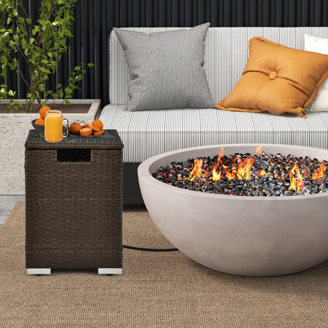 2-in-1 Rattan Hideaway Propane Gas Tank Table