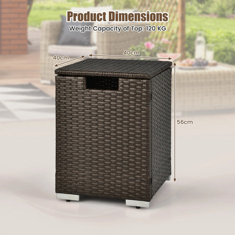 2-in-1 Rattan Hideaway Propane Gas Tank Table
