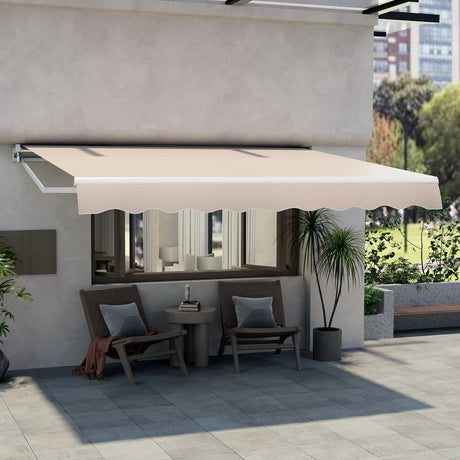 Awning with crank balcony awning sun protection for balcony 360 x 300 cm beige
