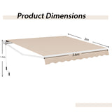 Awning with crank balcony awning sun protection for balcony 360 x 300 cm beige