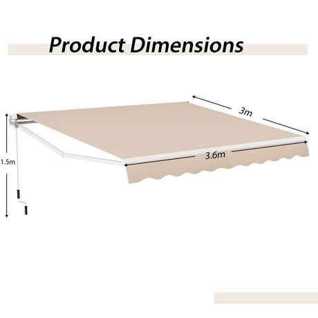 Awning with crank balcony awning sun protection for balcony 360 x 300 cm beige