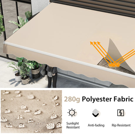 Awning with crank balcony awning sun protection for balcony 360 x 300 cm beige