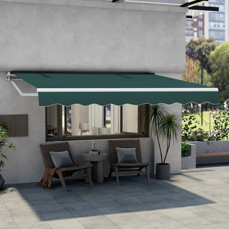Awning with crank balcony awning sun protection for balcony 360 x 300 cm green
