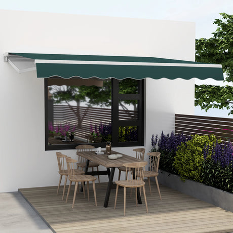 Awning with crank balcony awning sun protection for balcony 360 x 300 cm green