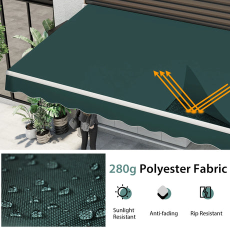Awning with crank balcony awning sun protection for balcony 360 x 300 cm green