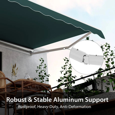 Awning with crank balcony awning sun protection for balcony 360 x 300 cm green