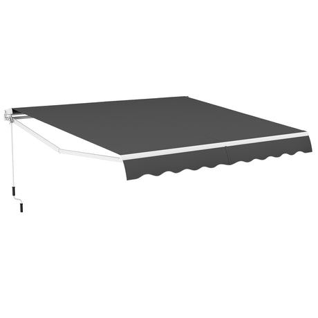 Retractable Awning Aluminum Patio Sun Shade with Crank Handle 3.6m  3m Gray