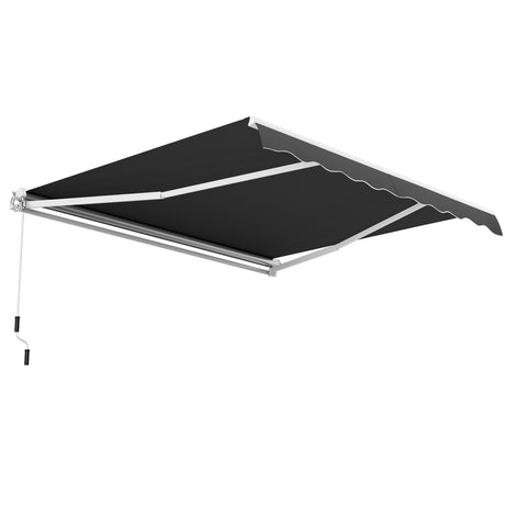 Retractable Awning Aluminum Patio Sun Shade with Crank Handle 3.6m  3m Gray