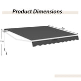 Retractable Awning Aluminum Patio Sun Shade with Crank Handle 3.6m  3m Gray