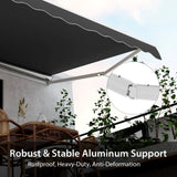 Retractable Awning Aluminum Patio Sun Shade with Crank Handle 3.6m  3m Gray