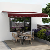 Retractable Awning Aluminum Patio Sun Shade with Crank Handle 3.6m  3m Wine Red