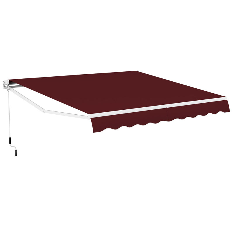 Retractable Awning Aluminum Patio Sun Shade with Crank Handle 3.6m  3m Wine Red