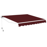 Retractable Awning Aluminum Patio Sun Shade with Crank Handle 3.6m  3m Wine Red