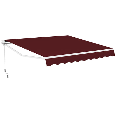 Retractable Awning Aluminum Patio Sun Shade with Crank Handle 3.6m  3m Wine Red