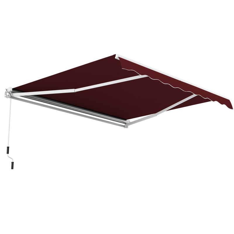 Retractable Awning Aluminum Patio Sun Shade with Crank Handle 3.6m  3m Wine Red