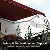 Retractable Awning Aluminum Patio Sun Shade with Crank Handle 3.6m  3m Wine Red