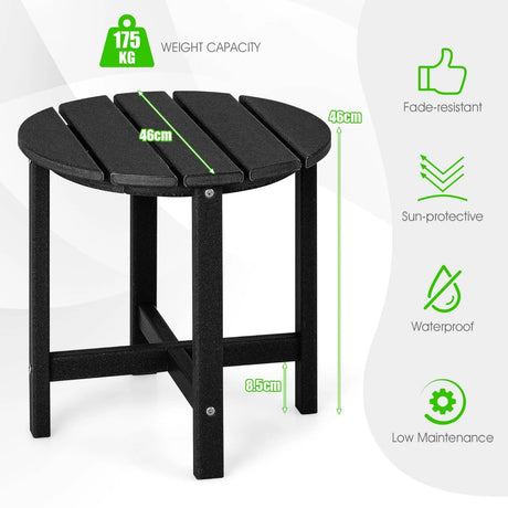 Side Table with Weather-Resistant Material for Patio/Porch/Garden-Black