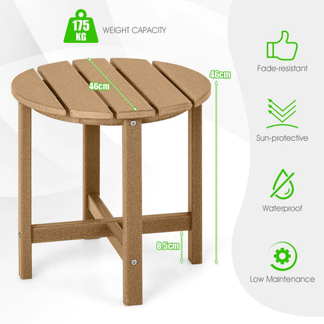 Side Table with Weather-Resistant Material for Patio/Porch/Garden-Coffee