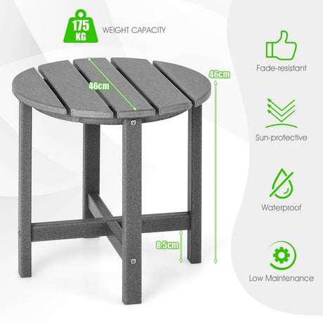 Side Table with Weather-Resistant Material for Patio/Porch/Garden-Grey