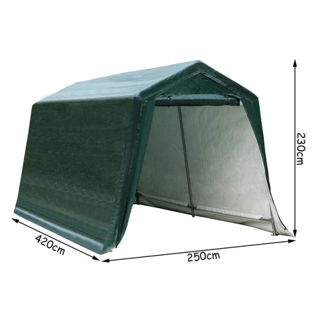 2.5M x 4.2M Patio Storage Shelter with Waterproof Ripstop Cover-Green