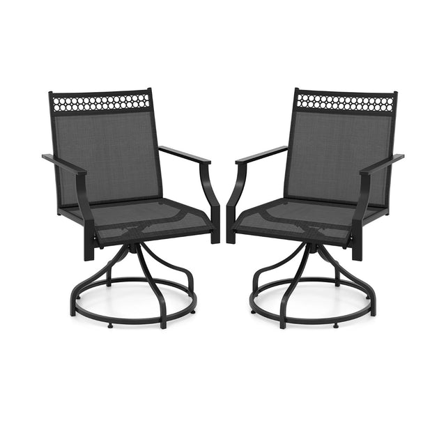 Patio Swivel Dining Chairs Set of 2 with Quick-Drying Fabric-Grey