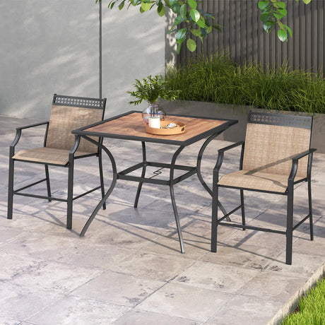 Patio Dining Table for 4 Square Bistro Table with Umbrella Holes