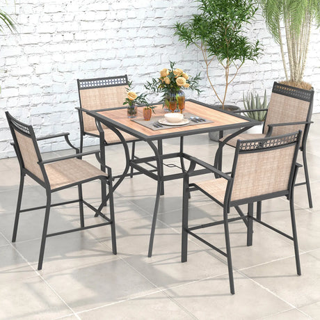 Patio Dining Table for 4 Square Bistro Table with Umbrella Holes