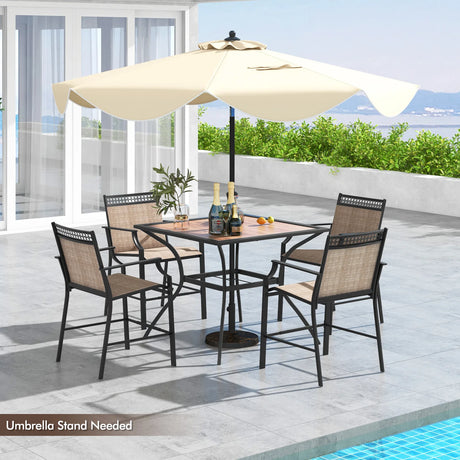 Patio Dining Table for 4 Square Bistro Table with Umbrella Holes