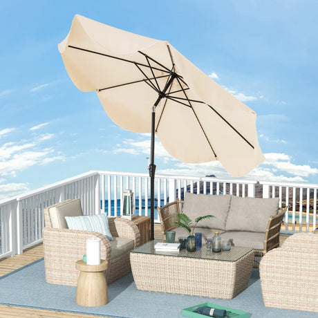 2.8M Patio Umbrella 2-Tier Market Table Umbrella with Crank Handle-Beige