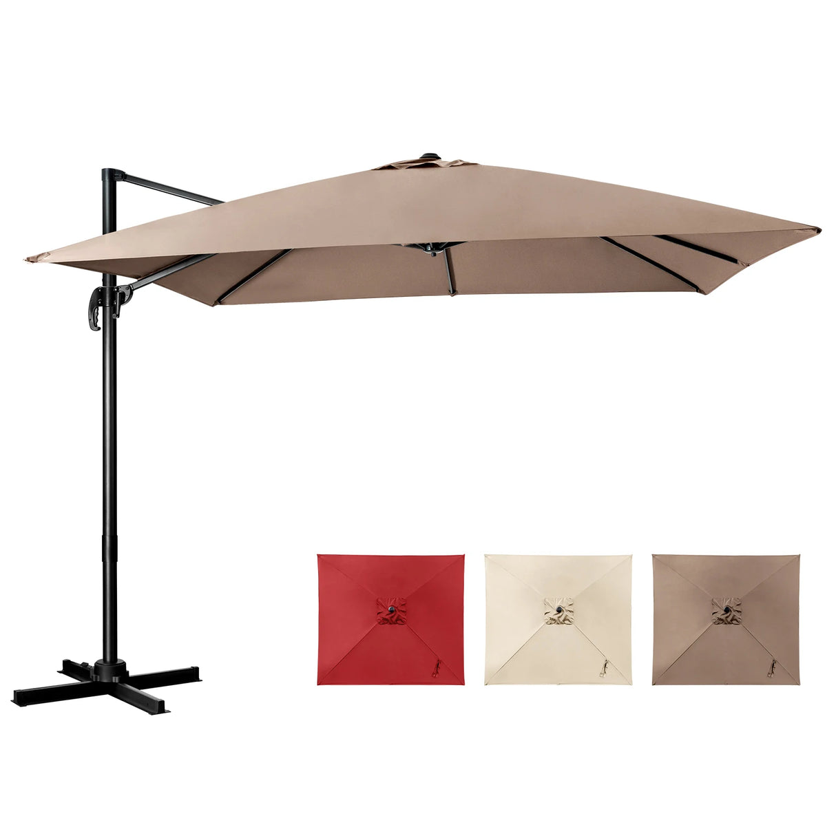 360 Rotation 8-Rib Cantilever Umbrella with 3 Tilt Settings for Garden and Cafe-Coffee