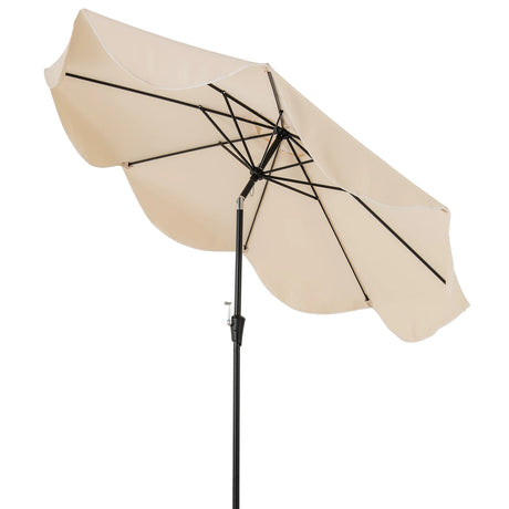 2.8M Patio Umbrella 2-Tier Market Table Umbrella with Crank Handle-Beige