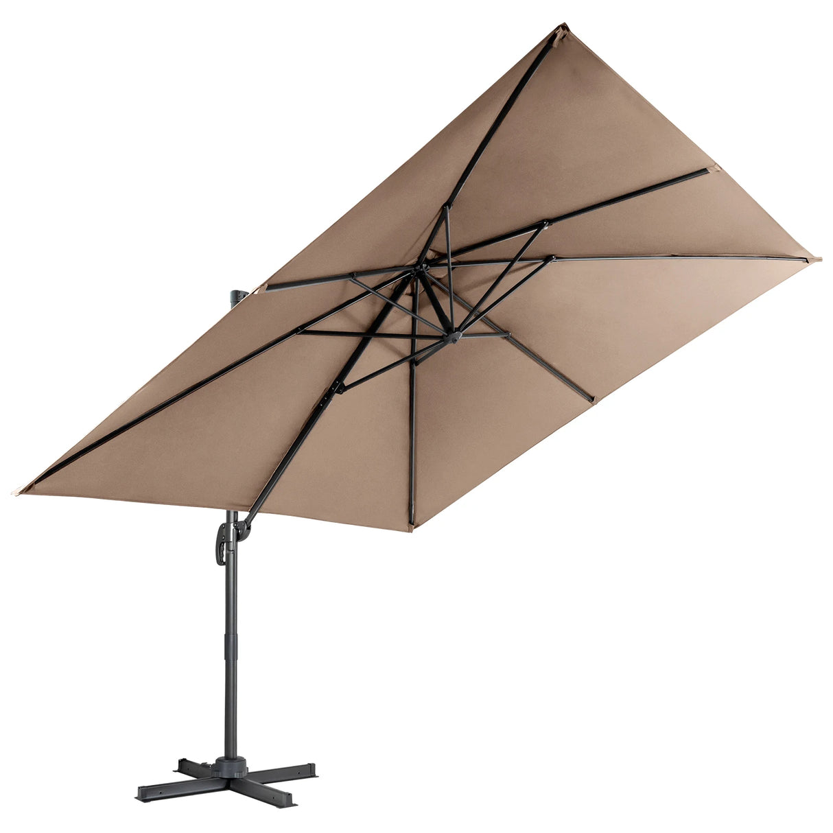 360 Rotation 8-Rib Cantilever Umbrella with 3 Tilt Settings for Garden and Cafe-Coffee
