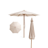 Adjustable 10 Feet Wooden Outdoor Umbrella Sunshade-Beige