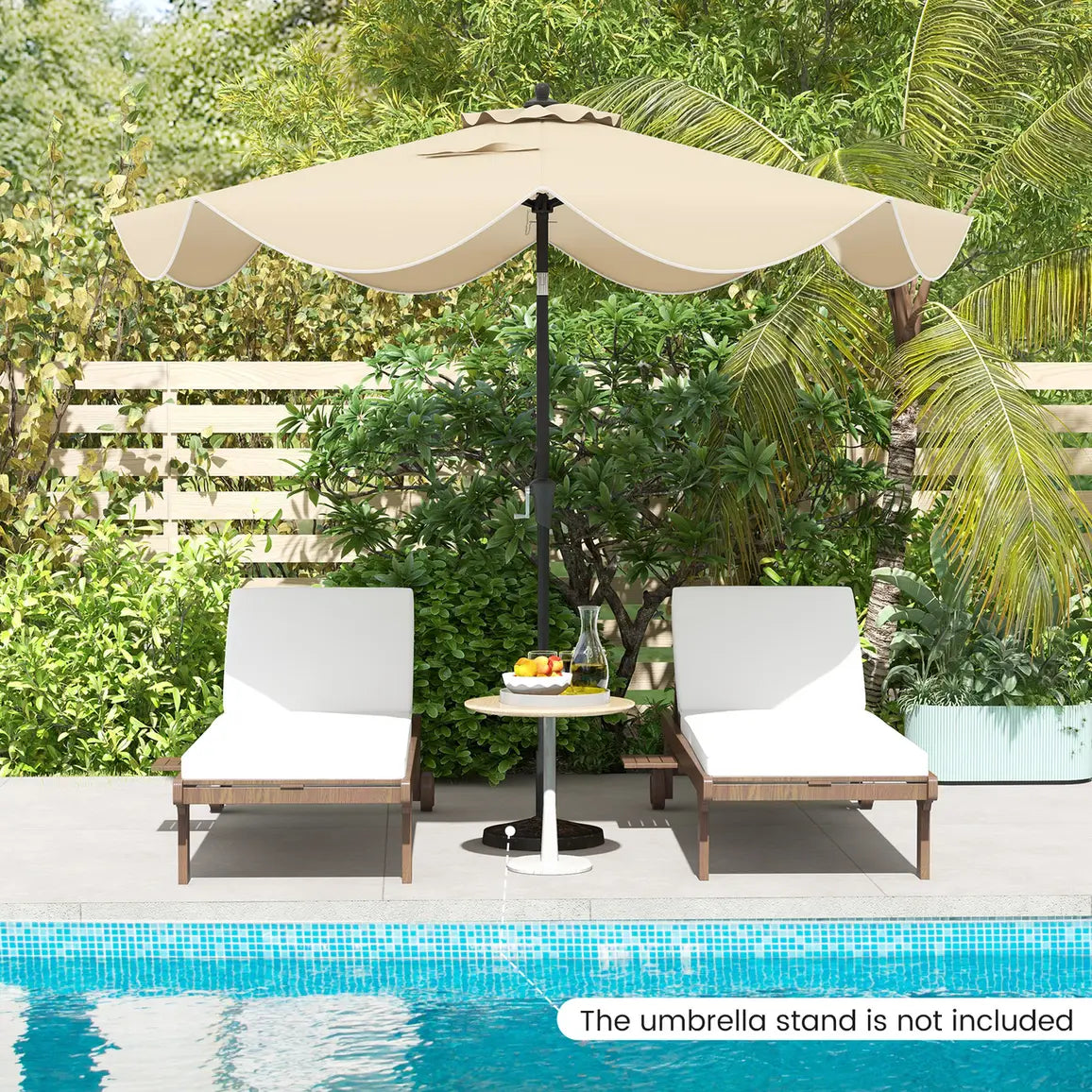 2.8M Patio Umbrella 2-Tier Market Table Umbrella with Crank Handle-Beige