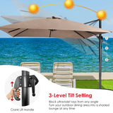 360 Rotation 8-Rib Cantilever Umbrella with 3 Tilt Settings for Garden and Cafe-Coffee