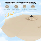 2.8M Patio Umbrella 2-Tier Market Table Umbrella with Crank Handle-Beige