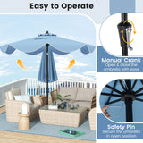 2.8M Patio Umbrella 2-Tier Market Table Umbrella with Crank Handle-Navy