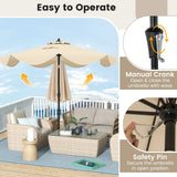 2.8M Patio Umbrella 2-Tier Market Table Umbrella with Crank Handle-Beige