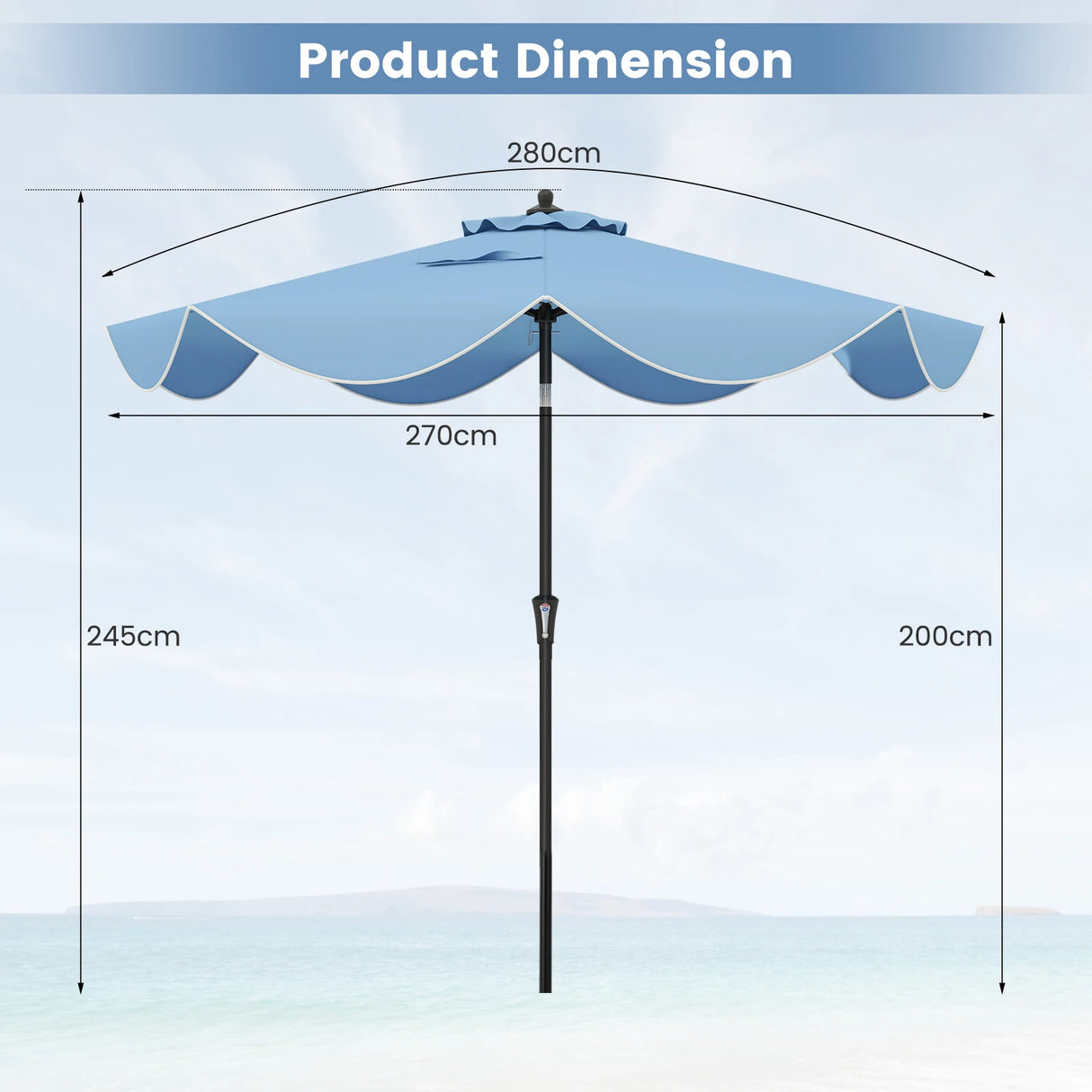 2.8M Patio Umbrella 2-Tier Market Table Umbrella with Crank Handle-Navy