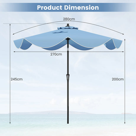 2.8M Patio Umbrella 2-Tier Market Table Umbrella with Crank Handle-Navy
